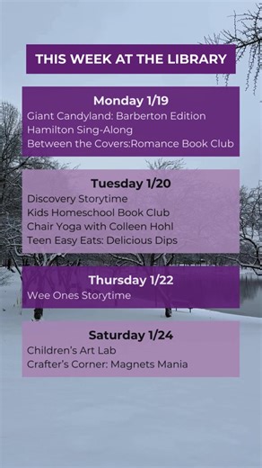 📖 This Week at Barberton Public Library! The Highlights: 📚 Storytimes 🍭 Giant Candyland 🎨 Arts & Crafts Find all the details on our events page through the 🔗 | Barberton Public Library
