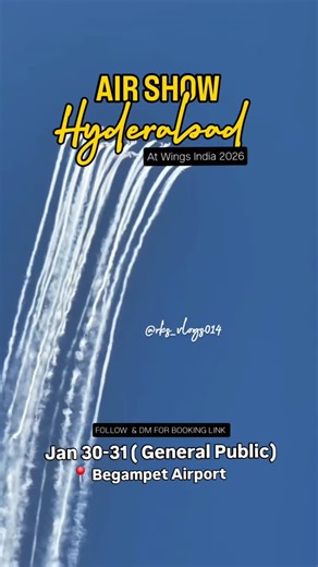 Ravi kumar 🇮🇳 on Instagram: "✨️Hvderabad, get ready to look up! ✨️ The skies over our citv are about to come alive at WINGS INDIA 2026 _ 🌏Asia's largest aircraft showcase & aviation conference 📍Begumpet Airport, Hyderabad _ From jaw-dropping air shows, cutting-edge static aircraft displays, to the future of Indian & global aviation - this is a must-watch spectacle ✈️💙 _ General Public Entrv: ₹800 + GST 📩 DM "AIR" to get the ticket link instantly _ ✈️Once-in-a-year sky spectacle. Hyderabad 