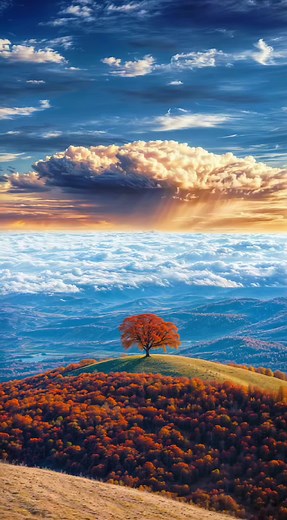 Solitary tree and autumn sky #clouds #wallpaper #wallpapers #autumn