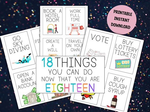 18 Things That You Can Do When You're 18, 18th Birthday Party Gift Tag Set, Cheers to 18 Years Daughter Son or Friend Birthday Gift Idea - Etsy