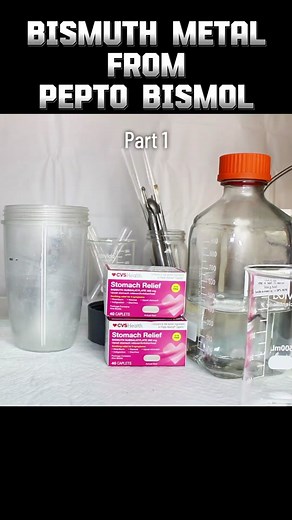 Bismuth from Pepto Bismol Part 1 #chemistry #science #scienceexperiments #color #trending #fyp #react #reaction #acid #vapor #metal #bismuth #melt #red
