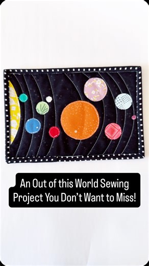 Amy Chappell- sewing patterns that are fast and fun on Instagram: "This Solar System Mug Rug is a fast, fun and Free project from me! Comment STARS ✨ for a link to sign up for my newsletter. I’m going to be going live 8/13 at 1 mountain to walk through the entire project! It will be saved if you can’t be there. Who would you give one to? Share this with your sewing friends! #mugrug #sewingproject✂️ #sewingpattern #space"