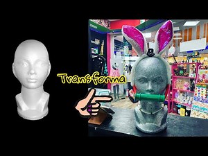 Transforma una simple cabeza de unicel con glitter fácil y económico #diy exhibidor de accesorios