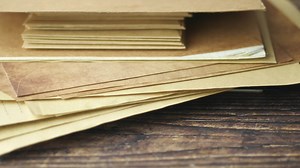 stack of Old papers on table