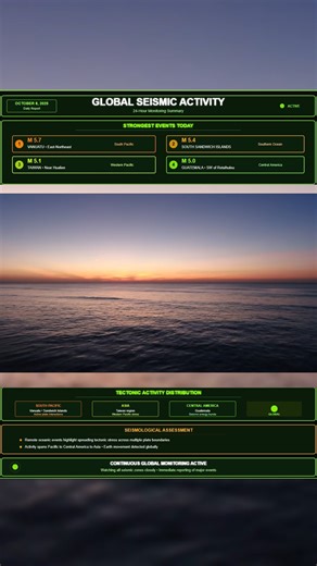🌍 Earthquake Report | October 8, 2025 🌍 Today's top earthquakes include a magnitude 5.7 near Vanuatu, 5.4 in the South Sandwich Islands, 5.1 in Hualien, Taiwan, and 5.0 off the coast of Guatemala. Additional notable shaking was recorded across Russia, Mexico, India, Indonesia, and the Greenland Sea. #EarthquakeReport #Vanuatu #Taiwan #Guatemala #SouthSandwichIslands #SeismicActivity #Geology #NaturalEvents #GlobalQuakes | Above The Norm News