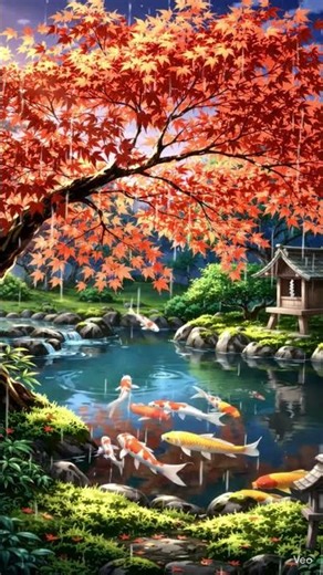 Rainy Japanese Garden Loop 🌧️ Koi Pond Relaxation | Deep Sleep Ghibli Inspired Ambience