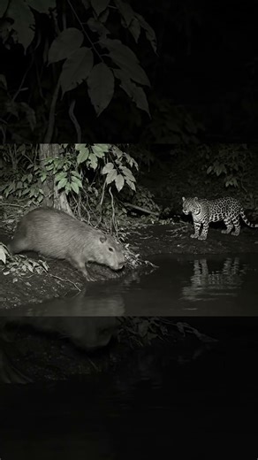 Jaguar Watches a Capybara Pass Without Attacking – Unexpected AI Moment 😮🌴