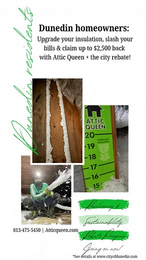 The City of Dunedin is offering up to $2,500 in rebates for energy-efficiency upgrades… and Attic Queen’s insulation air-sealing services qualify. 🙌✨ Upgrade your attic, lower your energy bills, boost home comfort — and get part of your project cost back through the Resiliency & Sustainability Rebate Program. Contact us for your free estimate and take advantage of those services! 813-475-5450 | Atticqueen.com First-come, first-served. If you live in Dunedin, now is the time! https://www.dunedin