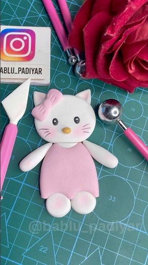 How to Make Fondant Hello Kitty | Fondant Cake Topper easy tutorial #hellokitty #fondantart
