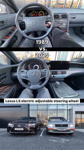 CarSelection.Pk on Instagram: "Then vs. Now: Lexus LS, 1989 vs. 2025. Electrically adjustable with tilt away for easy entry / exit. Pictured here: Lexus LS 400 and Lexus LS 500 h. First ever Lexus model to be produced and the last LS limousine generation ever to be produced."