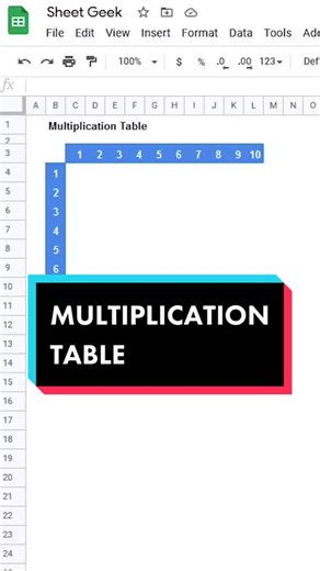 How to make a multiplication table! #googlesheets #spreadsheet #sheets #googlesheetstips #usefultips #math