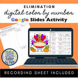 Digital Color by Number: Solving Systems by Elimination Thanksgiving