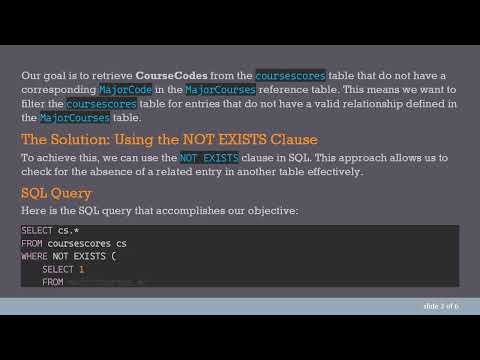 How to Filter Unrelated Rows in SQL: A Guide to Using Not Exists