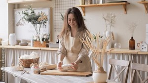 Handcraft woman master modeling cold porcelain, pressure dough porcelain clay, Girl sculpts from porcelain, hobby for the soul scandinavian and boho style interior decor
