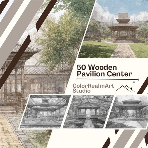 Zen Garden Pavilion Coloring Pages | 50 Peaceful Scenes (PDF Download) - Etsy