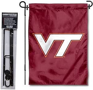College Flags & Banners Co. Virginia Tech Hokies VT Logo Garden Flag and Stand Pole Holder Set