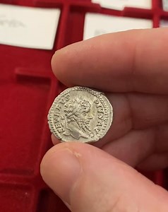 Denarius of Septimius Severus – Rome Mint – 203 AD Obverse: SEVERVS PIVS AVG Laureate head of Septimius Severus to right Reverse: INDVLGENTIA AVGG / IN CARTH Dea Caelestis, holding thunderbolt in her right hand and scepter in her left, seated facing, head turned to right, on lion leaping to right; to left, rock from which water flows Condition: Very Fine Weight: 3.60g Attribution: RIC IV 266 (OCRE link) | L5