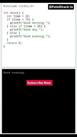 Basic C Programming Logic Challenge 💻 | Good Morning or Evening? #Shorts #patelstack-io