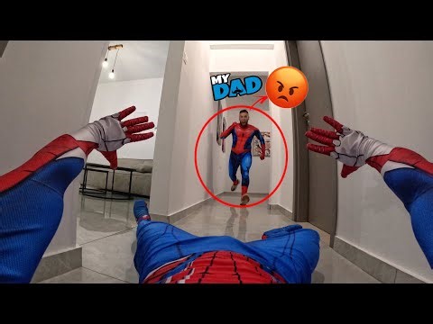 TEAM BROS SPIDER-MAN ESCAPING ANGRY DAD! WHO IS THE BAD SPIDER-MAN? (Funny Parkour POV)