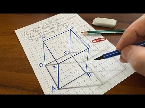 Easy Wireframe Cube Illusion - How to Draw 3D Wireframe Cube on Graph Paper