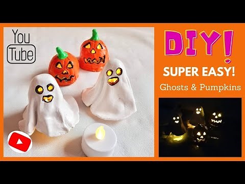 How to make clay ghost & pumpkin tea-lights - EASY DIY CRAFT! With terrible jokes!