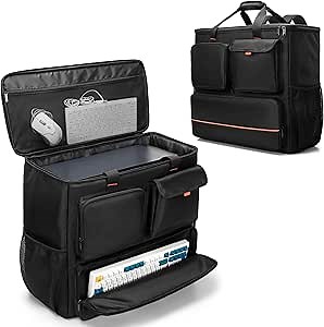 Trunab PC Desktop Carrying Case with Multiple Storage Pockets, PC Computer Tower Backpack Bag, Traveling Carrier for Keyboard, Cable, Mouse and Headphone, Bag Only