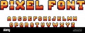 Pixel game font. Arcade 8 bit alphabet symbols, retro console text elements, 80s type letters. Vector computer and video game comic letter set Stock Vector Image & Art - Alamy