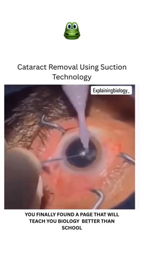 BIOLOGY | MEDICAL | HEALTH on Instagram: "Suction cataract extraction, usually performed using phacoemulsification, is a minimally invasive surgery to remove a cloudy lens. The procedure involves making a small corneal incision, breaking the lens into fragments using ultrasound, and suctioning the fragments out. An artificial intraocular lens (IOL) is then implanted to restore vision. It’s safe, fast, and has a high success rate, with most patients experiencing rapid recovery and improved vision