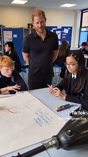 Prince Harry, Duke of Sussex plays pickleball as he attends the launch of the INSPIRE: Invictus Games Birmingham 2027 education programme, which was inspired by the Invictus Games, during his visit to Ninestiles Academy. #princeharry #royalfamily #birmingham