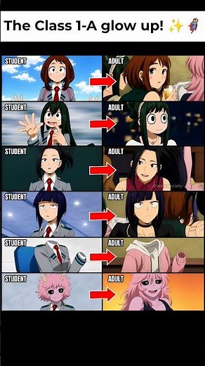 The MHA girls look stunning as adults, but Hagakure's upgrade is literally just a new hoodie! 😂🔥