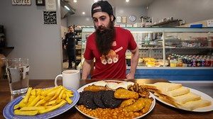 407K views · 8K reactions | 2020 was the year of the fry up! I'm not sure I could pick a favourite, but the Full Monty Challenge at Megabites CAFE scawthorpe back in January was a stand out...purely for the reaction of the staff! Know anyone who could box this off in an hour to win the meal FREE and get their hands on a winner's t-shirt? | Beard Meats Food | Facebook