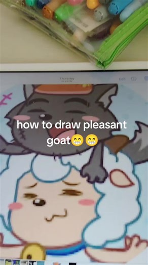 how to draw pleasant goat tutorial 😁😁😁