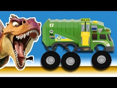 Garbage Monster Trucks and CRAZY DINOSAUR - Animated Fun Show for kids