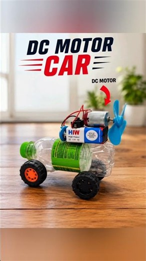 DIY DC Motor Car | Plastic Bottle Powered Car | Amazing 9V Battery Science Project | #shortsfeed