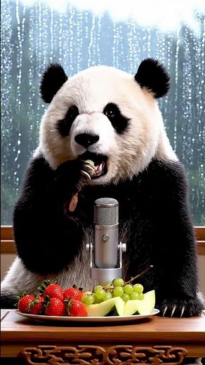 Rainy Day Panda ASMR 🌧️🐼 | Relaxing Fruit Eating & Rain Sounds