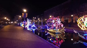 7News Drone over Carroll Creek holiday lights display in Frederick, Maryland