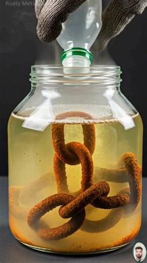 Iron Chain Full Rust Removal Acid Process – Bubbling to Clean Lift Out Macro 4K #science