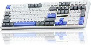 AULA F108 Wireless Mechanical Keyboard, BT5.0/USB-C/2.4GHz Hot Swappable Custom Gaming Keyboards, PBT Keycaps, Pre-lubed Switches, RGB Backlit Full Size Creamy Keyboard with Number Pad, 108 Keys