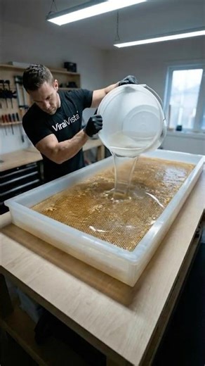 DIY Epoxy Resin Honeycomb Table Build Step-By-Step! 🍯 #epoxy #diy #aesthetic