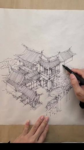 Drawing ancient Chinese architecture