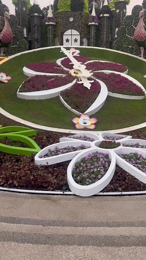 Intricate Floral Clock Garden Design Showcase