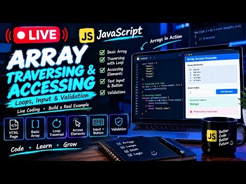 🔴 LIVE | JavaScript Array Traversing & Accessing 🚀 | Loops, Input & Validation | Live Coding