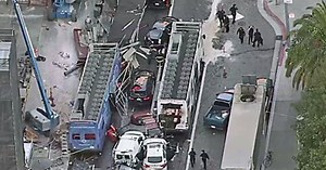 A double-decker tour bus lost control and crashed into nearly everything in its path, critically injuring four people in San Francisco