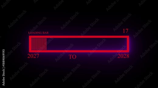 Futuristic year change loading bar 2027–2028 startup and business concept