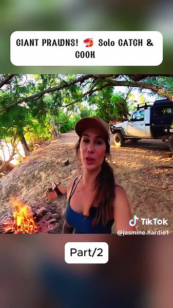 Giant Prawns! Solo Catch $ Cook #jasmineHardie #GiantPrawns #CatchAndCook #RiverCamping #SoloCamping