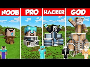Statue House Build Battle Challenge - Noob vs Pro vs Hacker vs God - Minecraft Animation