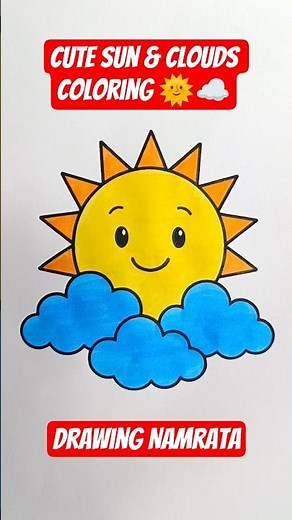 Cute Sun & Clouds Coloring 🌞☁️ #SunColoring #CloudDrawing #ColoringForKids #EasyDrawing