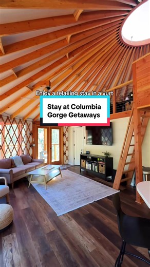 Fresh air and serene moments are abundant at Columbia Gorge Getaways in Carson. Which would you stay in, the yurt or the safari tent? #WaState #WashingtonState #PNW #ColumbiaRiverGorge