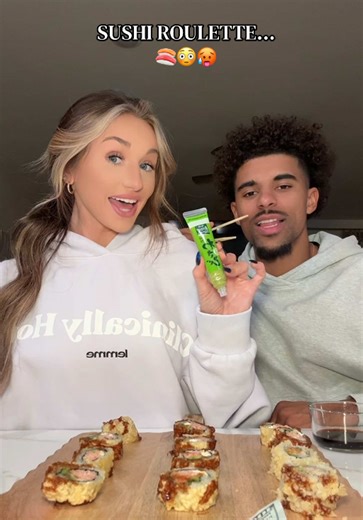 SUSHI ROULETTE! who do you thinks wins?😏😭🍱🍣 #couple #couplechallenge #challenge #funny #comedy @Ben Smith