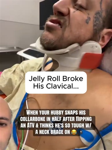 Jelly Roll just revealed he performed at the GRAMMYs with a broken clavicle 🎤🦴 The country star flipped his ATV in December 2025 and fractured his left collarbone — then powered through an entire Grammy week without telling anyone. Every hug on that red carpet was pure agony. Here's what's actually happening inside the body when you break your clavicle: The clavicle (collarbone) is the long bone connecting your shoulder to your sternum. It's one of the most commonly fractured bones in the body